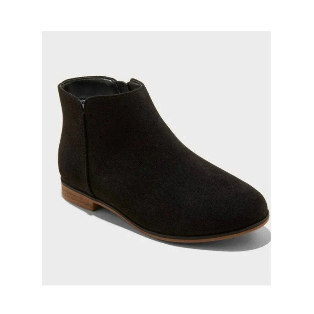 NWT Cat & Jack Girls' Suede Ankle Boots Size 5 Black 4012-